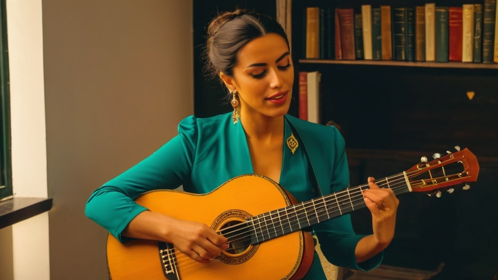 Portuguese fado music practice on guitar