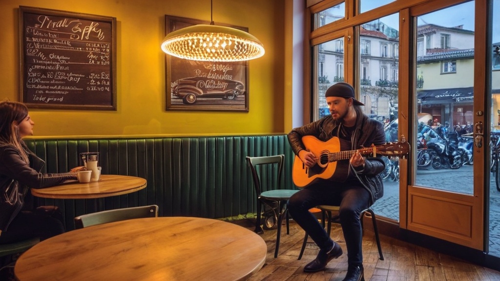 small cafe performance with guitar