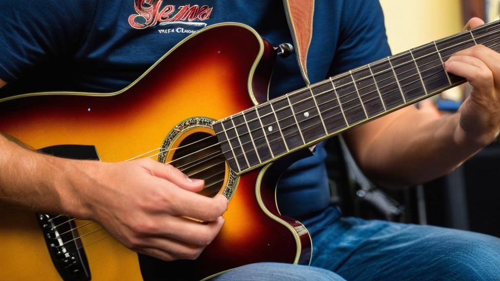 Photo guitar playing with small hands