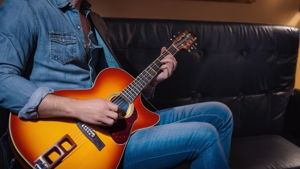 Photo guitar playing for left-handers