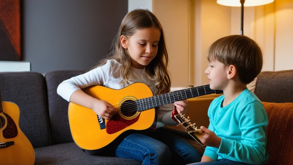 Photo guitar lessons for left-handed children