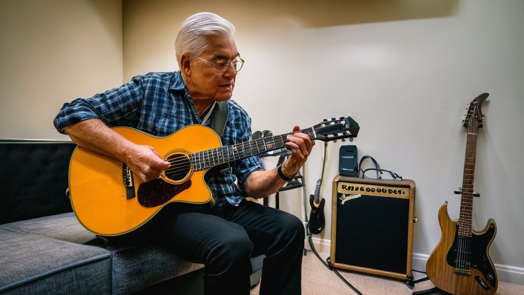 Photo guitar playing with limited mobility