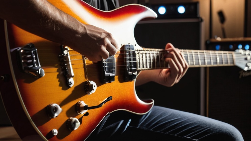 Photo guitar playing with sound effects