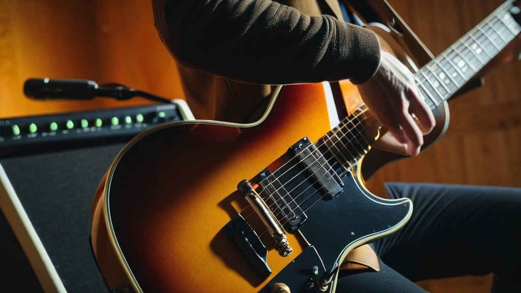 Photo guitar playing with film music