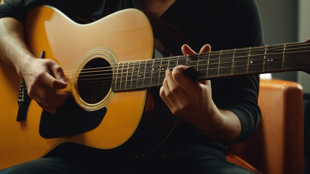 Photo guitar playing with film music