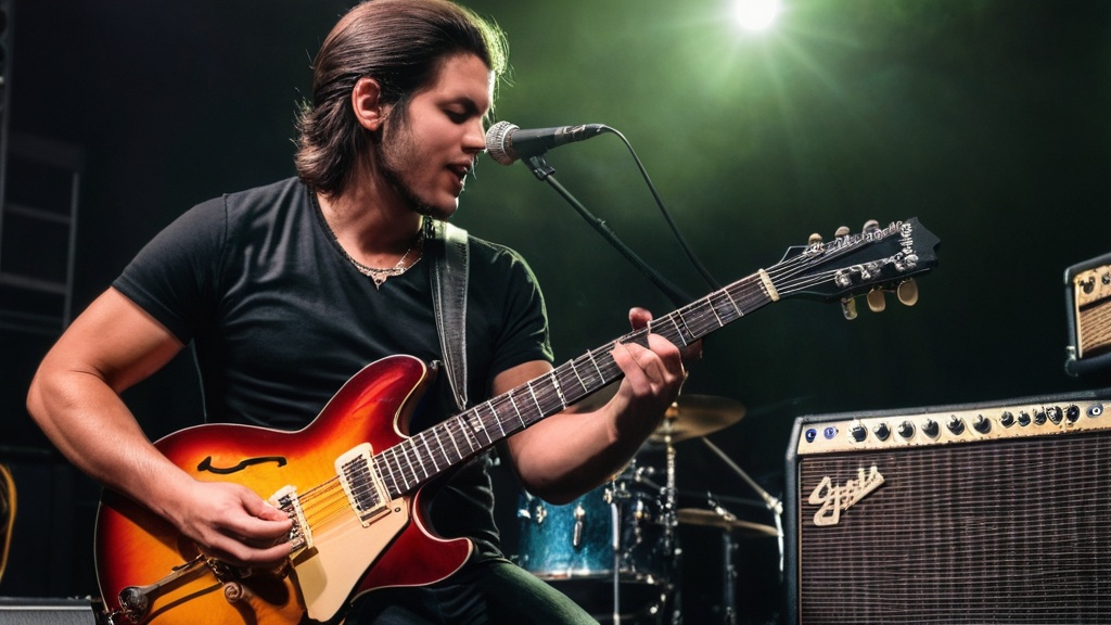 Photo guitar playing in a band