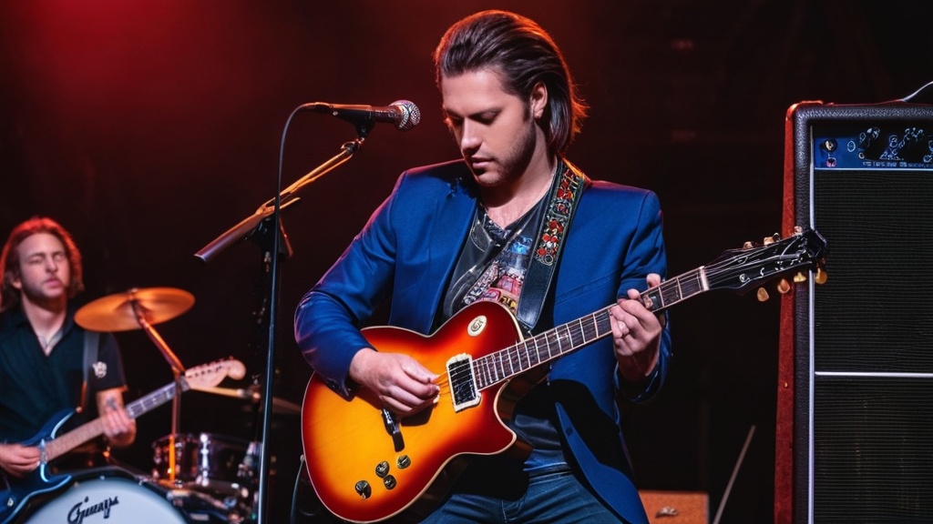Photo guitar playing in a band