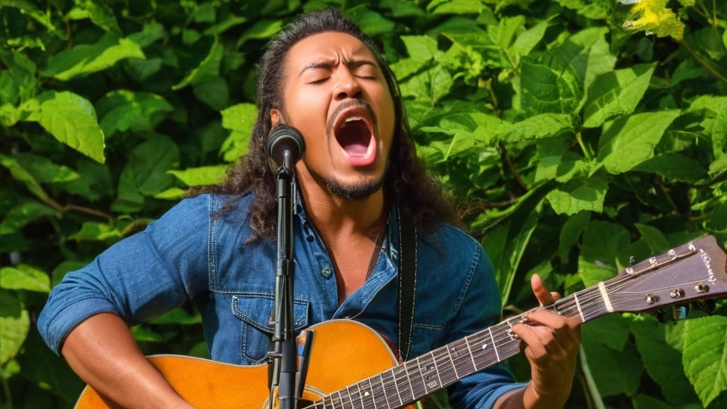 Photo singing with guitar timing