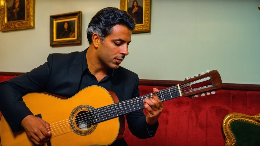 Photo Portuguese fado music practice on guitar