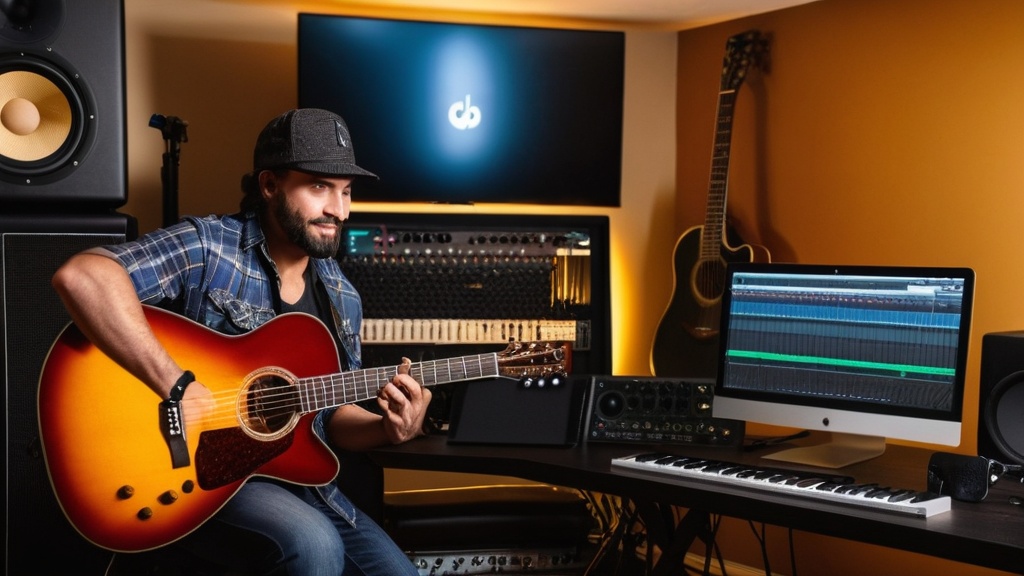 Photo home studio setup for guitar players