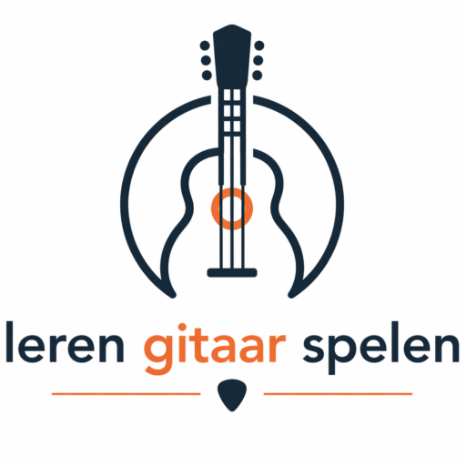 Logo met gitaar en tekst leren gitaar spelen